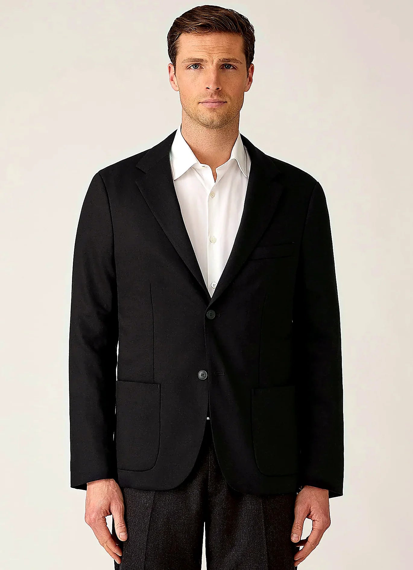 Charcoal wool cashmere flannel blazer for men