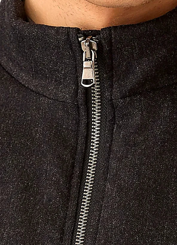 Charcoal gilet for men, wool cashmere flannel