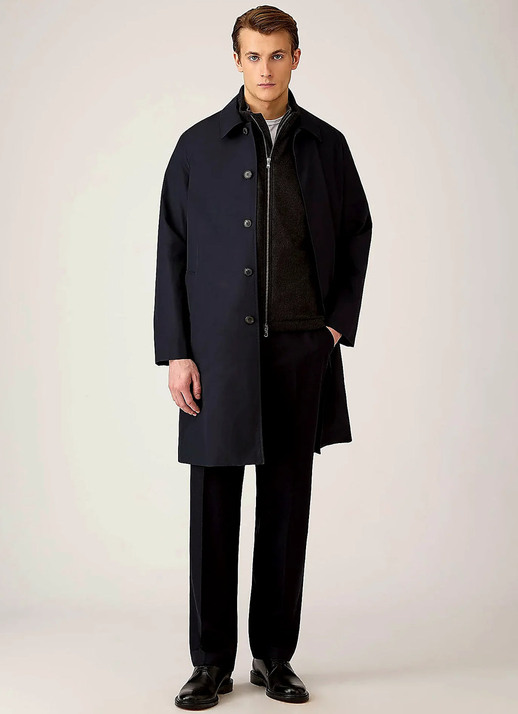 Charcoal gilet in wool cashmere flannel, regular fit