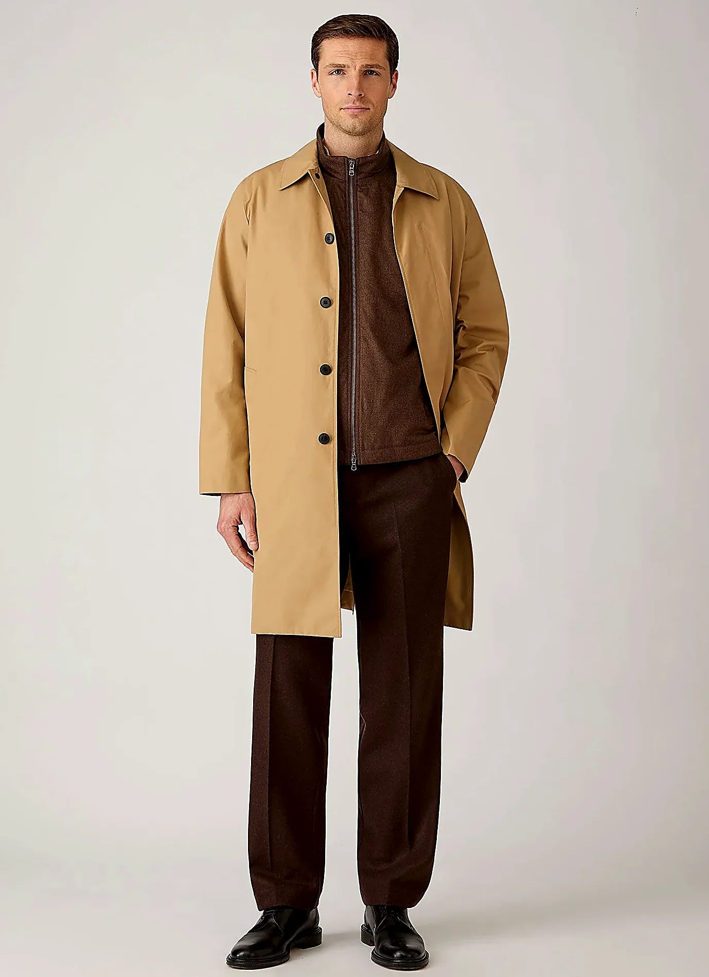 Light Brown gilet in wool cashmere flannel, everyday wear
