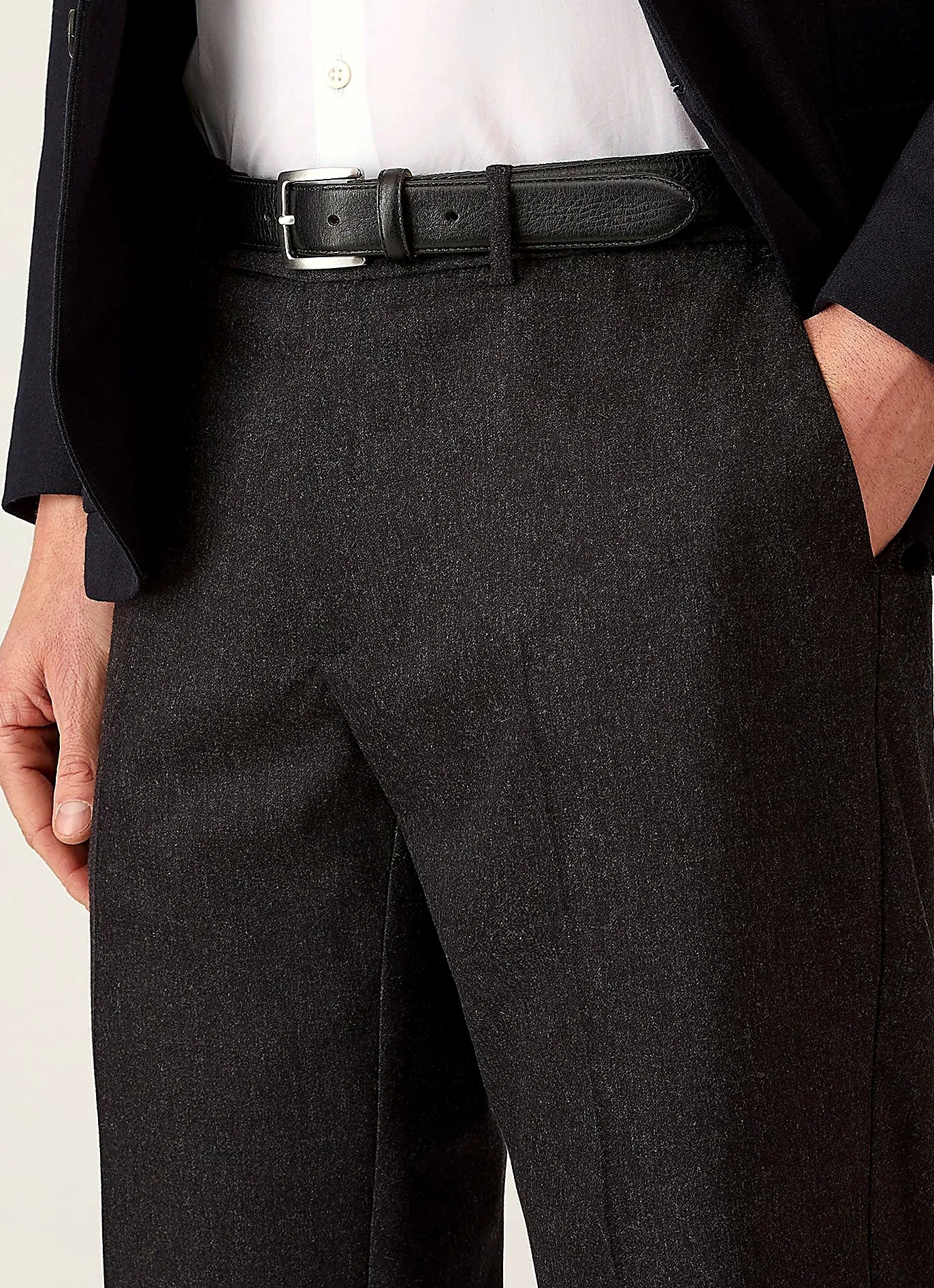 Charcoal trouser for men, wool cashmere flannel