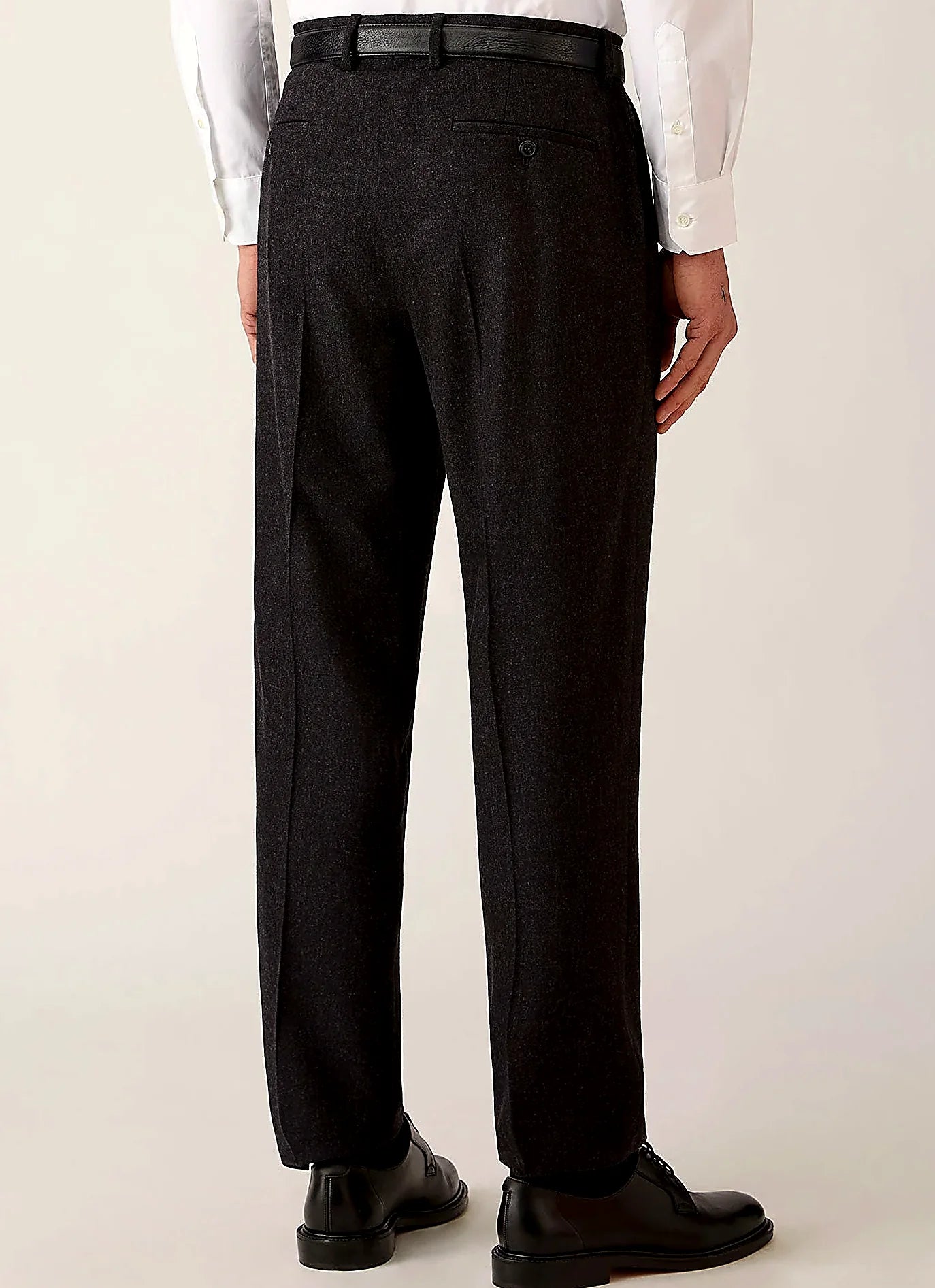 Men's wool cashmere flannel trouser in Charcoal